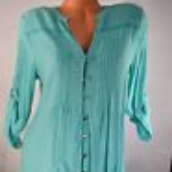 Teal button-up - Picture 1 of 7